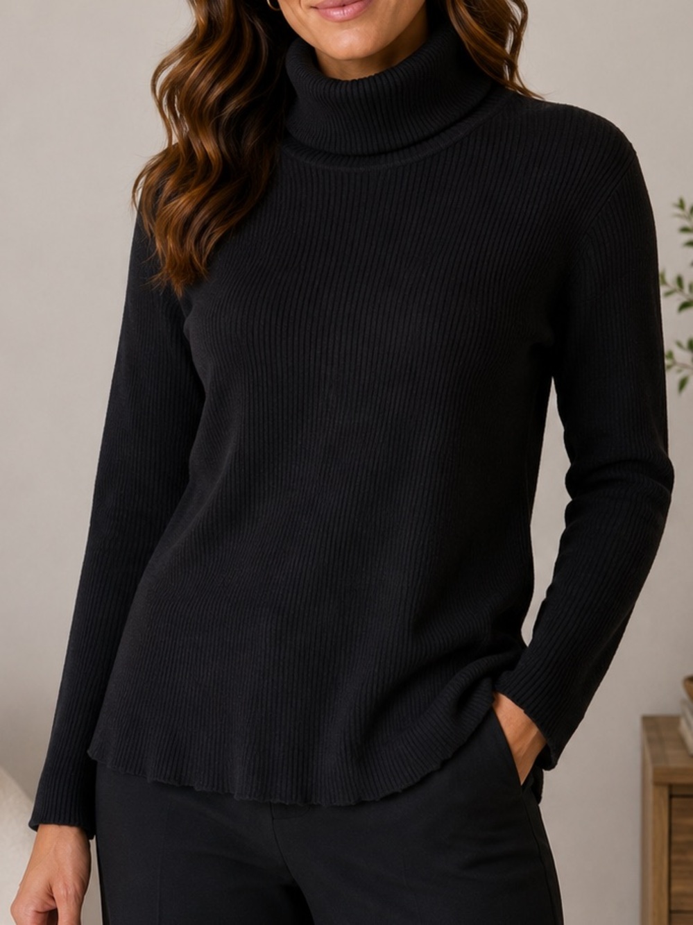 Karen Scott Black‎ Turtleneck Sweater